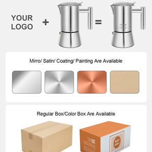 Biểu tượng tùy chỉnh rò rỉ bằng chứng kim loại nhỏ Moka nồi Stovetop Espresso Maker 304 thép không gỉ bán buôn percolators - Product Image 5