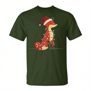 T-shirt graphique animalier avec lumières de Noël Fox, unisexe pour adultes - Product Image 2