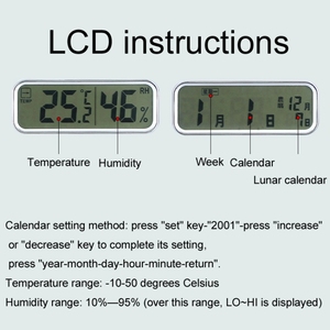 13 inch dual-màn hình LED hiển thị đồng hồ treo tường phòng khách nhiệt độ và độ ẩm lịch đa chức năng đồng hồ - Product Image 6