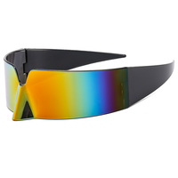 Lunettes de soleil sportives futuristes surdimensionnées sans monture Y2K 2026 pour rockers, festivalistes et artistes – Masque cyberpunk monobloc U400