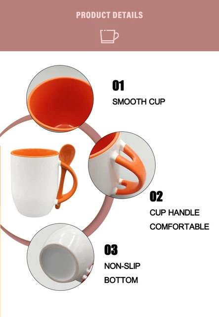 New Design custom LOGO Ceramic Mugs Coffee Cup Drinkware 12oz Sublimation Blank  coffee mug and spoon set in handle Dropshipping - AliExpress