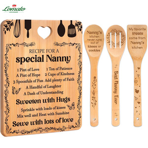 Ensemble de planches à découper en bambou pour <span class=keywords><strong>la</strong></span> fête <span class=keywords><strong>des</strong></span> mères avec spatule, ustensiles de <span class=keywords><strong>cuisine</strong></span>, cadeau de fête, ensemble de planches à découper en forme de cœur - Product Image 2