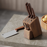 Boîte de rangement pour couteaux en bois massif multifonctionnelle, best-seller, en acier inoxydable pour la cuisine, la salle à manger, ensemble professionnel de 6 pièces