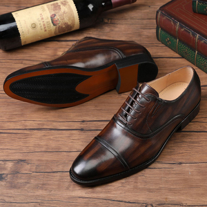 Nuevos Zapatos Oxford de Vestir para Hombre, Estilo Europeo, con Puntera Reforzada, de Cuero Genuino, Diseño con Elevador Oculto, Acabado Antiguo Pulido - Product Image 4