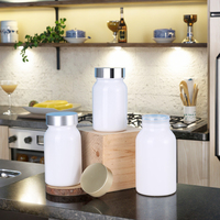 Bouteille en verre de luxe personnalisée de qualité alimentaire blanche haut de gamme avec bouchon à vis sérigraphié 375 ml pour médicaments comprimés compléments alimentaires