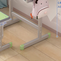 Ensemble bureau et chaise avec pieds en forme de T, compartiment de rangement et hauteur réglable pour étudiants et utilisation en classe