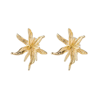Pendientes de Acero Inoxidable con Baño de Oro de 18K y Plata, Diseño Floral Dividido, Impermeables, para un Estilo Elegante Diario o para Banquetes