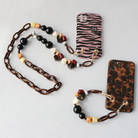 Bracelet-lanière détachable personnalisable en perles acryliques et en bois, multi-longueurs, avec chaîne de téléphone et bandoulière, accessoires