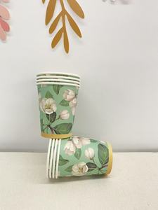DAMAI Tea Party <b>Tableware</b> Set Green Flower Themed <b>Disposable</b> Plate Paper Cups Napkins for 8 Guests of Spring Party Decorations - Product Image 5
