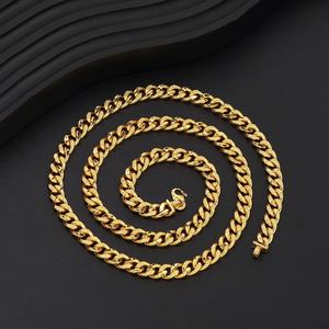 Jxx Luxury 24K Gold Plated Necklace Wholesale Brass Cuban Link Chains for Women and Men Classic Hip Hop Style - Product Image 3