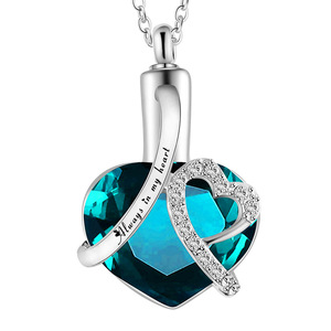 Collar de urna funeraria para cenizas Regalo de colgante de corazón de piedra conmemorativa - Siempre en mi corazón - Product Image 1