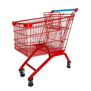 130L European Supermarket Store Shop Metal Hand Push Shopping Trolley Supermarket Carts