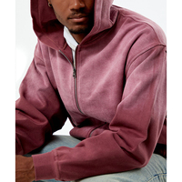 Usine En Gros Dip Dye Full Zip up Vestes Hommes Poids Lourd Coton Vintage Lavage À L'Acide Peinture À Capuche