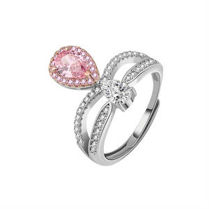 Регулируемое 925 кольцо из стерлингового серебра с родиевым покрытием с муассанитом и фианитами - Product Image 6