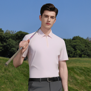 เสื้อโปโลคุณภาพสูง 7A แอนตี้แบคทีเรีย แขนสั้น คอซิป 1/4 ผลิตจากผ้าถักเนื้อนุ่ม ระบายอากาศได้ดี ผสมผ้าฝ้าย/โพลีเอสเตอร์/อีลาสเทน เหมาะสำหรับกอล์ฟ - Product Image 2