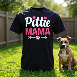 Camiseta Pittie Mama para amantes de los perros, regalo para propietarios de Pitbull, algodón negro, talla unisex para adultos - Product Image 3