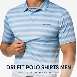 Polos Dri Fit para Hombre, Polo de Golf de Lujo Personalizado, Camisa a Rayas de Primera Calidad, Marca Personalizada, Hecho a Medida por el Fabricante - Product Image 1