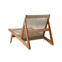 Chaise de loisirs en corde tressée de style moderne, imperméable, durable, légère, portable, avec structure en teck massif, pour hôtel