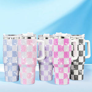 Cross Border bloque de alto valor Color <span class=keywords><strong>Collage</strong></span> diamante cristal helado taza diamante incrustaciones portátil 40oz taza - Product Image 1