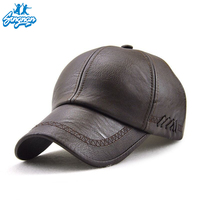 Gorra de Béisbol de Cuero Sintético para Hombre, Gorro Cálido de Alta Calidad con Logotipo para Invierno de Mediana Edad, a Prueba de Frío, Novedad de Otoño