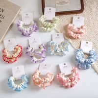 MUJU B231 Lot de 2 chouchous en dentelle double couche 7,5 cm en tissu brodé, avec carte code-barres, prêt à la vente, faible MOQ
