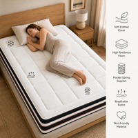 Rollbare Matratze Queen-Size Komprimierter Gel-Memoryschaum 5-Zonen Hypoallergener Baumwollbezug Mittlere Festigkeit für Schule Apartment