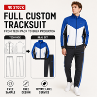 Ensemble de survêtement personnalisé pour homme avec fermeture éclair intégrale, blocs de couleur en V, col montant et pantalon droit pour l'entraînement sportif