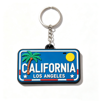 Portachiavi Souvenir di Viaggio 3D Personalizzato con Rilievo LA, Accessori Fai-da-Te, Personalizzazione Targa California Los Angeles, Portachiavi in PVC