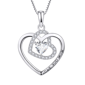 Collana con Ciondolo 'Crazy Love' in Argento Sterling 925, Collana a Cuore 'Ti Amo <span class=keywords><strong>Mamma</strong></span>', Regalo per la Festa della <span class=keywords><strong>Mamma</strong></span>, <span class=keywords><strong>Gioielli</strong></span> con Ciondolo - Product Image 1