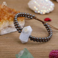 Bracelet rétro en perles d'hématite de 4 mm faites à la main, double pointe, pour hommes et femmes, bijoux de mariage bouddhistes, cadeau