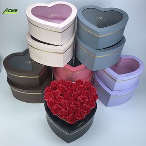 Hộp quà hoa hồng hình trái tim lớn với nắp trong suốt bao bì hoa tròn cho 99 Bó hoa hồng hoàn hảo cho đặc biệt - Product Image 3