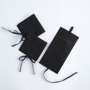 8*6cm Black Luxury Microfiber Jewelry Pouch Durable <b>Gift</b> <b>Envelope</b> Style Strings Wedding <b>Gift</b> Bag Customizable Size Logo Printing - Product Image 5