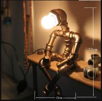 Lámpara de Mesa de Tubo de Hierro LED Estilo Steampunk, Luz de Tubo de Agua de Hierro Vintage Industrial, Lámpara de Mesa Retro de Tubo de Agua para Bar Restaurante