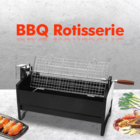 Gril à charbon rotatif chypriote de rôtisserie motorisée automatique en acier inoxydable 12V pour barbecue de camping en plein air