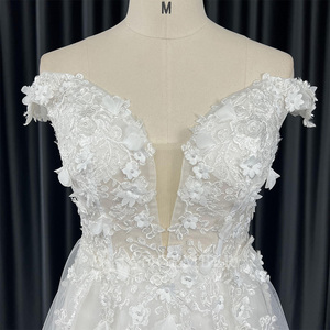 Jancember HX106 <b>Illusion</b> Lace Pattern 3d Flower <b>Wedding</b> A-<b>line</b> Bridal Gowns <b>Dresses</b> - Product Image 4