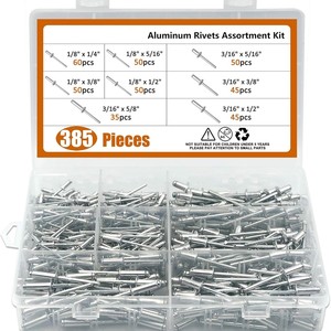Kit Surtido de Remaches Ciegos de Aluminio, 385 Piezas, 8 Tamaños, para la Industria de la Construcción, Remaches de Aleación de Aluminio de Grado A - Product Image 4