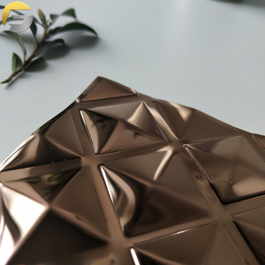 WL259 מפעל מלון קיר תקרה וקיר חיפוי לוחות מנסרתי צורת הבלטות רוז זהב מראה נירוסטה גיליונות - Product Image 3