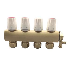Colector de Calefacción por <span class=keywords><strong>Suelo</strong></span> <span class=keywords><strong>Radiante</strong></span> de 4 Vías, Colector de Latón para Calefacción de Agua para Uso en Apartamentos, Sistema Hidrónico con Válvula de Desinflado Automática - Product Image 1