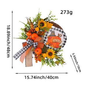 Pour <span class=keywords><strong>Amazon</strong></span> Hong Kong Nouveau pour l'amour <span class=keywords><strong>Porte</strong></span> en bois Couronne suspendue Thanksgiving Tournesol Automne Citrouille Simulation <span class=keywords><strong>Plante</strong></span> élégante - Product Image 6