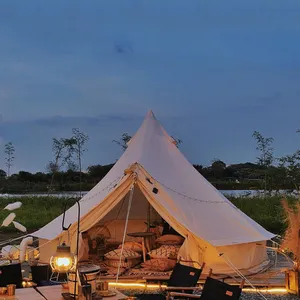 Grande barraca de festa ao ar livre acampamento de algodão à prova d 'água luxo família sino barraca