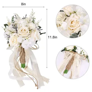 ช่อดอกไม้ผ้าประดิษฐ์คุณภาพโรแมนติกสำหรับงานแต่งงานช่อดอกไม้สำหรับเจ้าสาว - Product Image 6