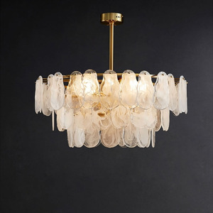Sau khi hiện đại LED đám mây Frosted Glass Chandelier pháp Chic Vàng Vòng/dài ánh sáng mặt dây chuyền phòng khách Đèn trần - Product Image 3