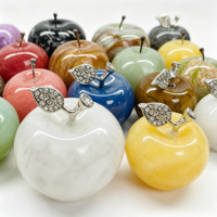 Figurine Pomme en Pierre Naturelle Style Côtier Décoration Maison Ornement Pomme en Cristal pour Décoration de Table Cadeau