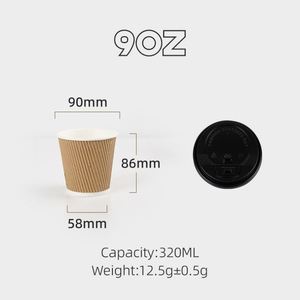 500PCS at PACK 8Oz 12Oz 16Oz 20Oz Eco-Friendly <b>Disposable</b> Craft Paper Double Walled Coffee <b>Cups</b> with Lids - Product Image 2
