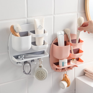 Étagère de rangement murale en plastique ronde rose sans perçage pour salle de bain et cuisine, style minimaliste, support de placard - Product Image 2