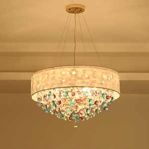 Colorful Pendant Lighting Nordic Style Chandelier Fabric <strong>Shades</strong> pink Luxury <strong>Crystal</strong> Chandeliers <strong>Lights</strong> for Dinning Room - Product Image 4