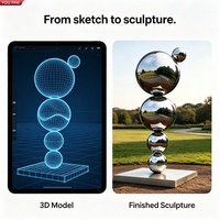 Sculpture de sphères empilées YOUFINE en acier inoxydable poli miroir, statue moderne en métal pour aménagement paysager de parcs et de places publiques