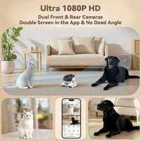 Caméra de surveillance intelligente pour animaux de compagnie, compagnon interactif pour animaux, vision nocturne HD, contrôle par application, Wi-Fi, design mobile, batterie durable, ABS