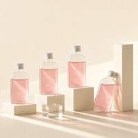 Bouteilles de jus transparentes en PET écologiques de 120 ml avec impression sérigraphique et couvercles, personnalisation d'usine, vente en gros