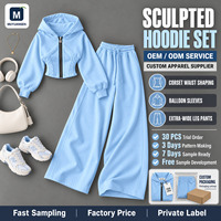 Ensemble décontracté deux pièces pour femme : sweat à capuche zippé cintré à la taille et pantalon large à taille haute avec cordon de serrage – Fabricant OEM/ODM